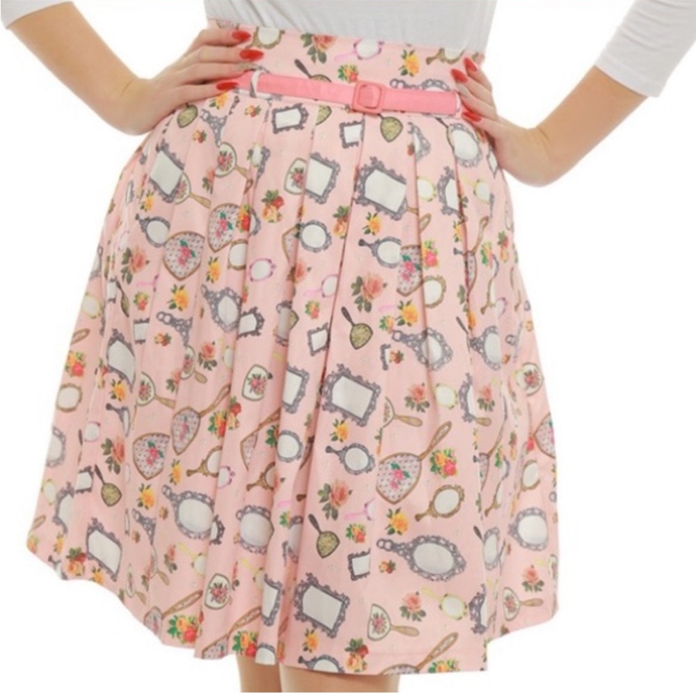 Lindy Bop Retro Pin-up swing skirt in Pink Mirrors Julia Size 14